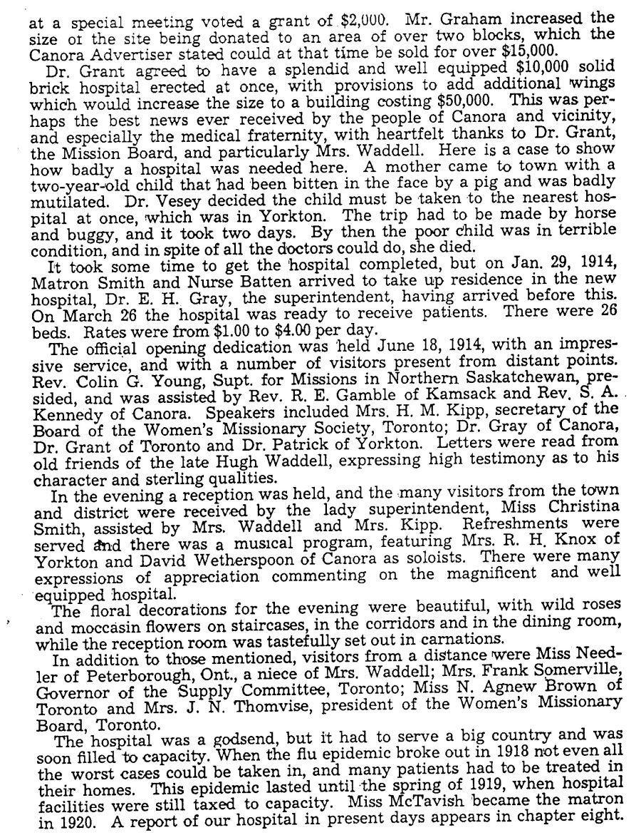 Historical Background on Hugh Waddel Memorial Hospital in Canora Saskatchewan 2